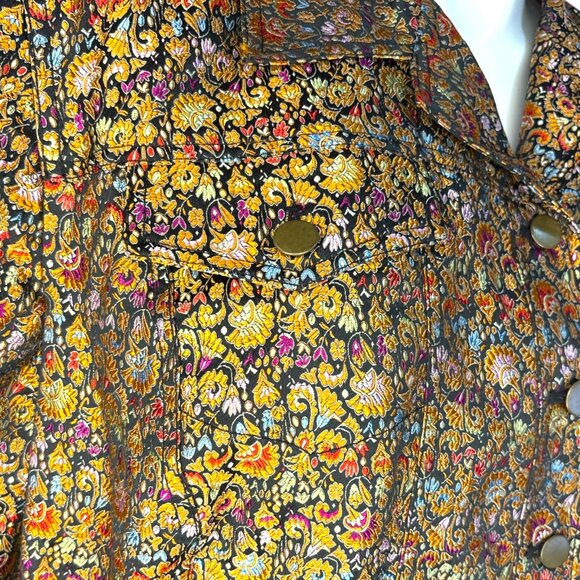 COLDWATER CREEK Brocade Floral Shiny Metallic Jacket 3x Retro Chic Statement Fun - Picture 5 of 14